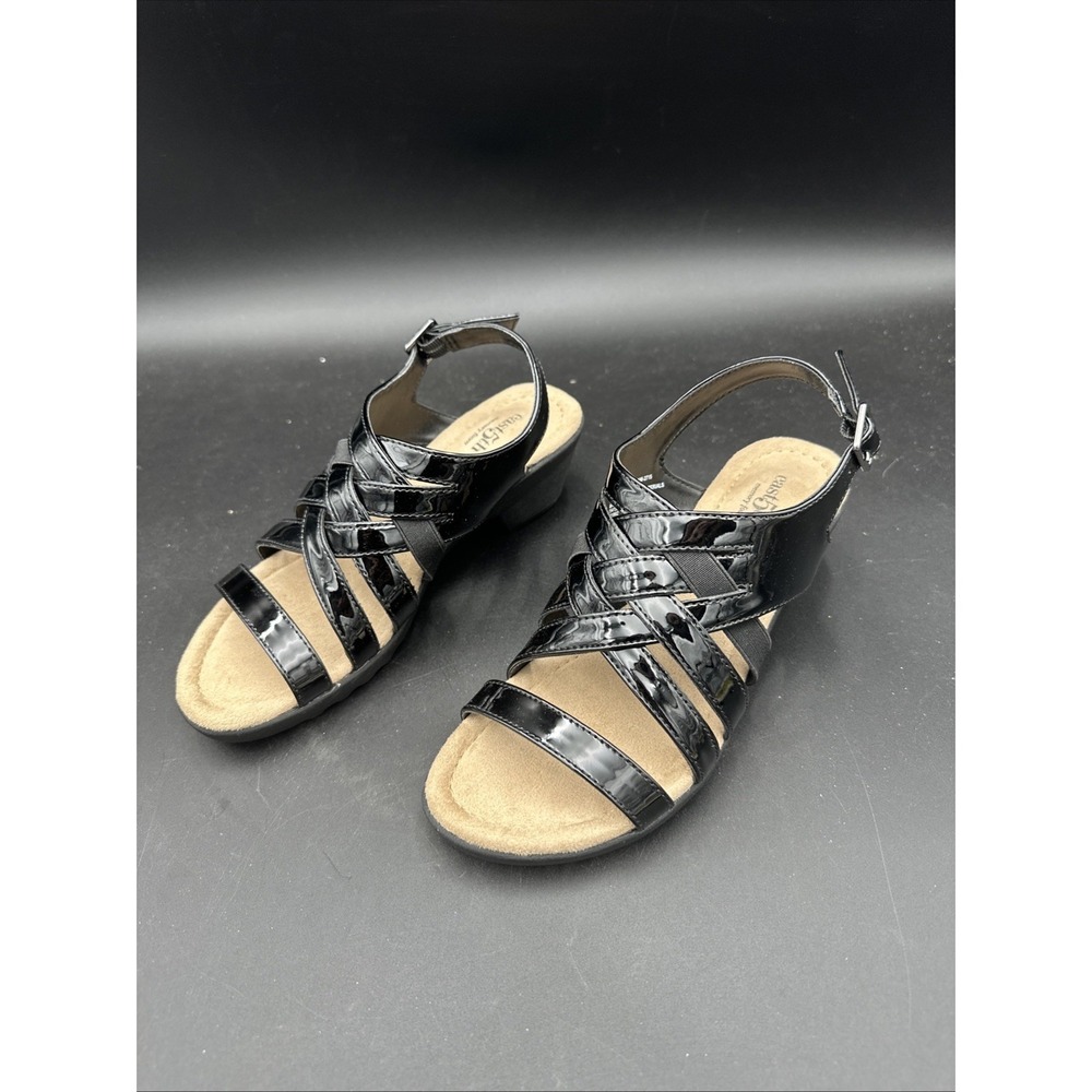 East 5th Memory‎ Foam Dress Sandals Hickery Heeled Black Size 6 M